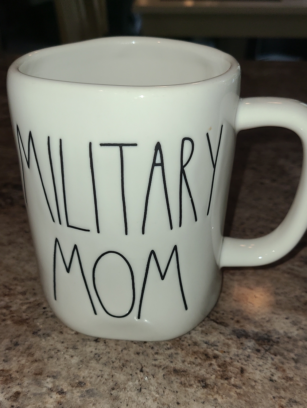 Rae Dunn White Ceramic "MILITARY MOM" Mug